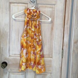 DR2 Women's Floral Halter Top - Yellow and Orange